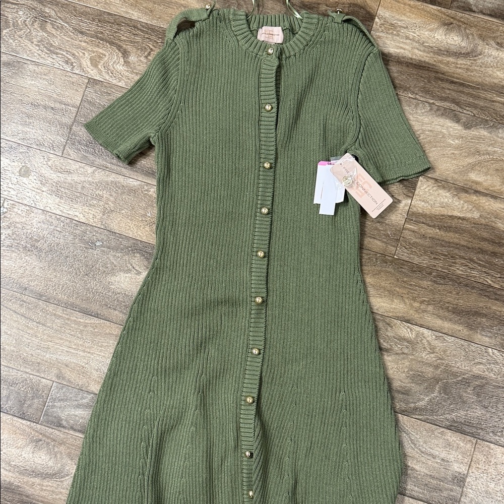 French Connection Green Ribbed Dress